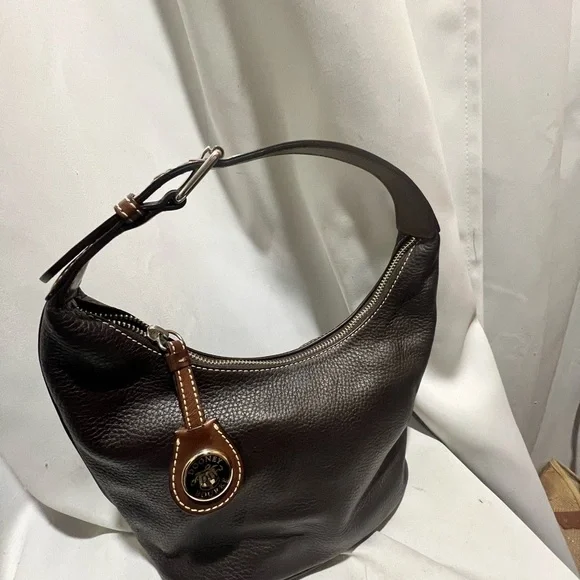 Vintage Dooney & Bourke Dark Brown Leather Hobo Bag - Picture 6 of 14